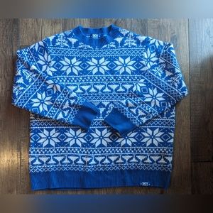 Skyy Vodka Mens Size XL Blue Snowflake Pullover Ugly Christmas Sweater Unique!